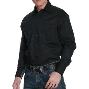 Mens Wrangler Black Long Sleeve Dress Shirt
